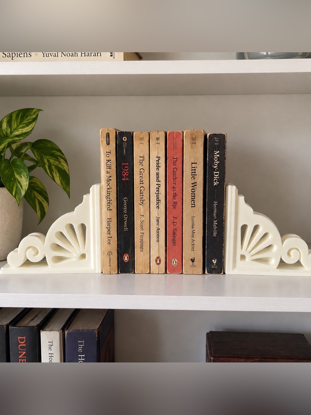 Handmade 3D Printed Decorative Corbel Bookends Set of 2 Ivory